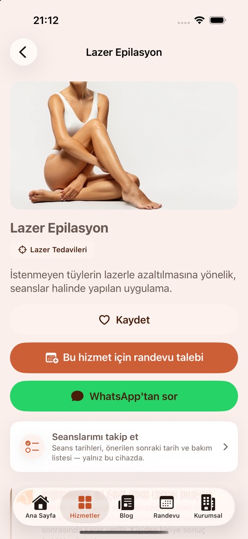 Hizmet detay ekranı